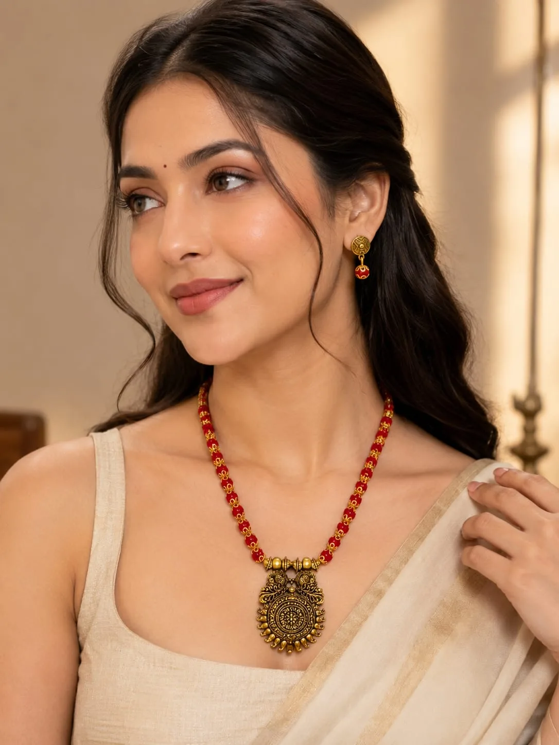 Temple Jewellery Set – Premium Golden Finish | Traditional Ethnic Jewellery - Design 4