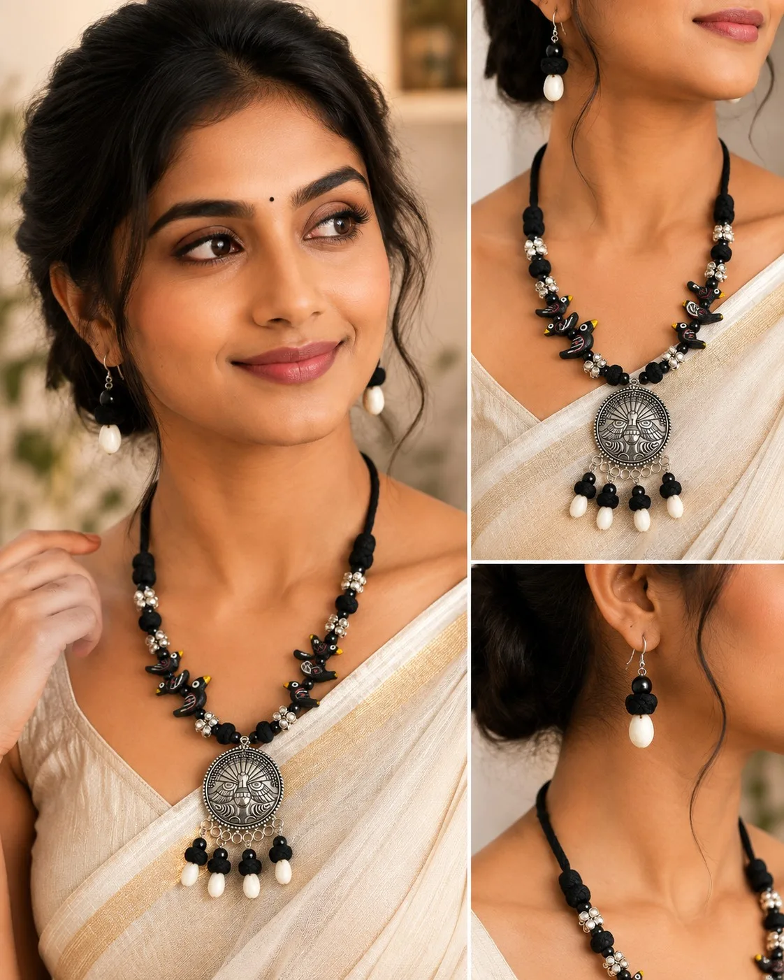 Handmade Oxidised Fusion Jewellery Set - Design 3