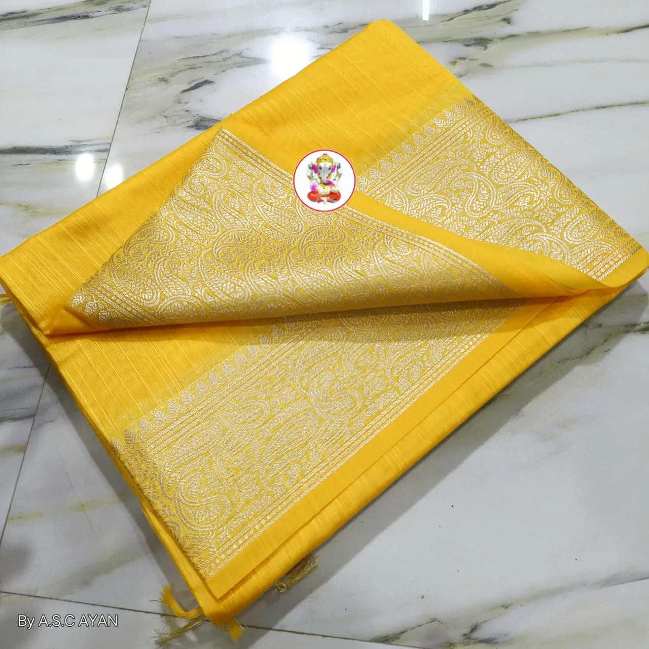 Premium Slab Silk Handloom Saree - Yellow