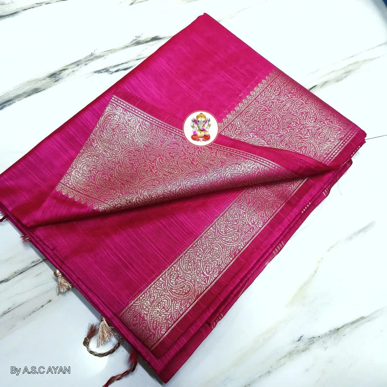 Premium Slab Silk Handloom Saree - Dark Pink