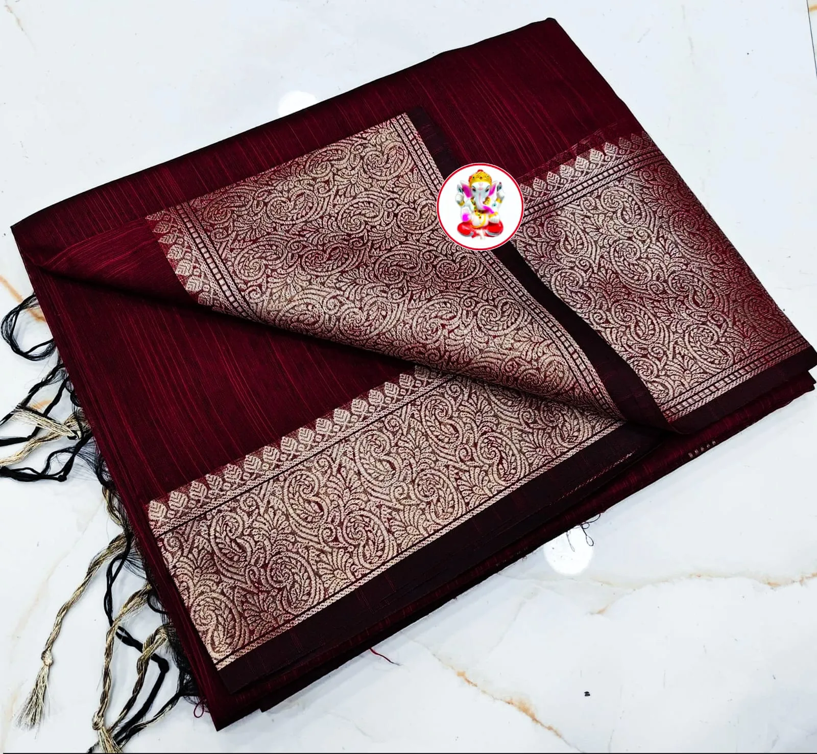 Premium Slab Silk Handloom Saree - Maroon