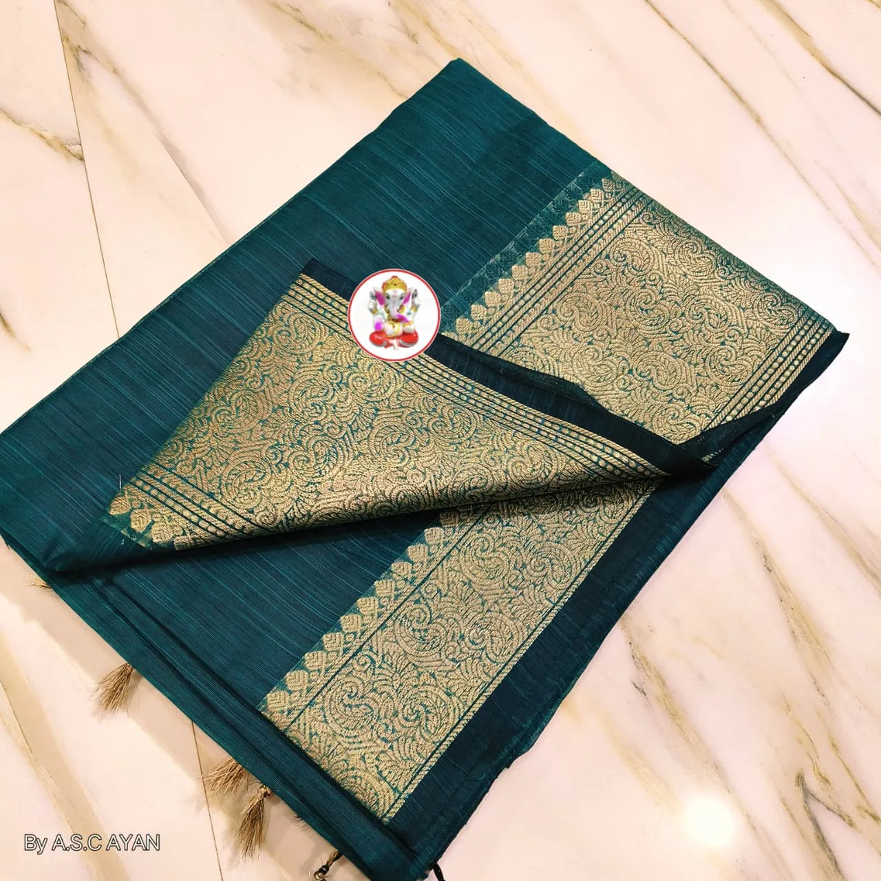 Premium Slab Silk Handloom Saree - Dark Ocean Blue