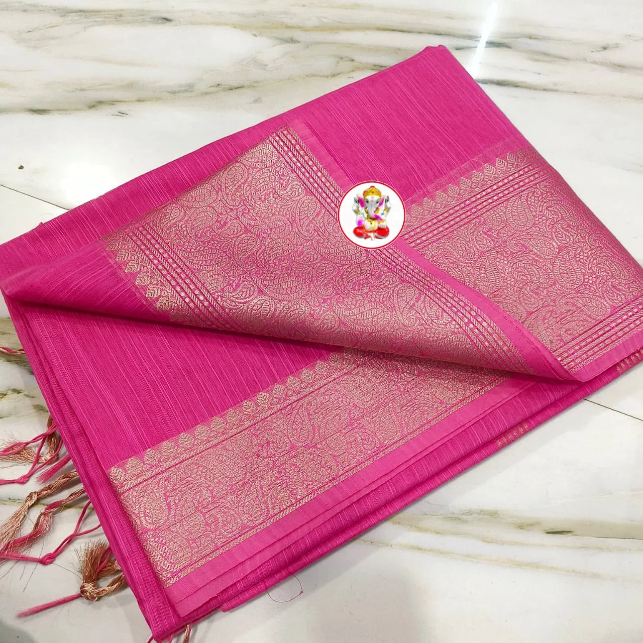 Premium Slab Silk Handloom Saree - Pink