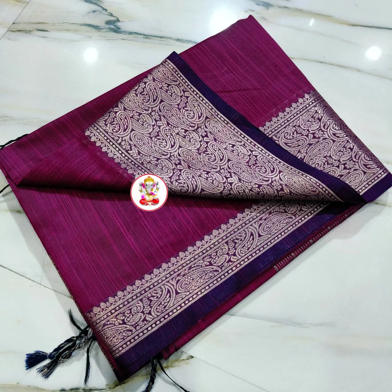 Premium Slab Silk Handloom Saree - Magenda