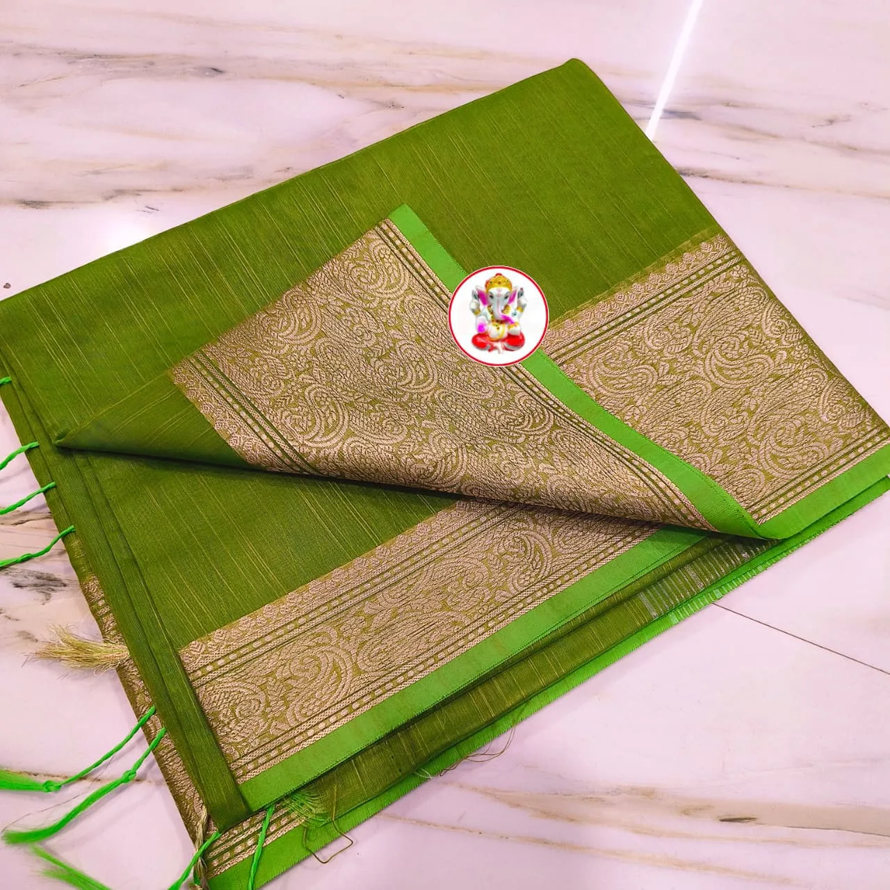 Premium Slab Silk Handloom Saree - Light Green
