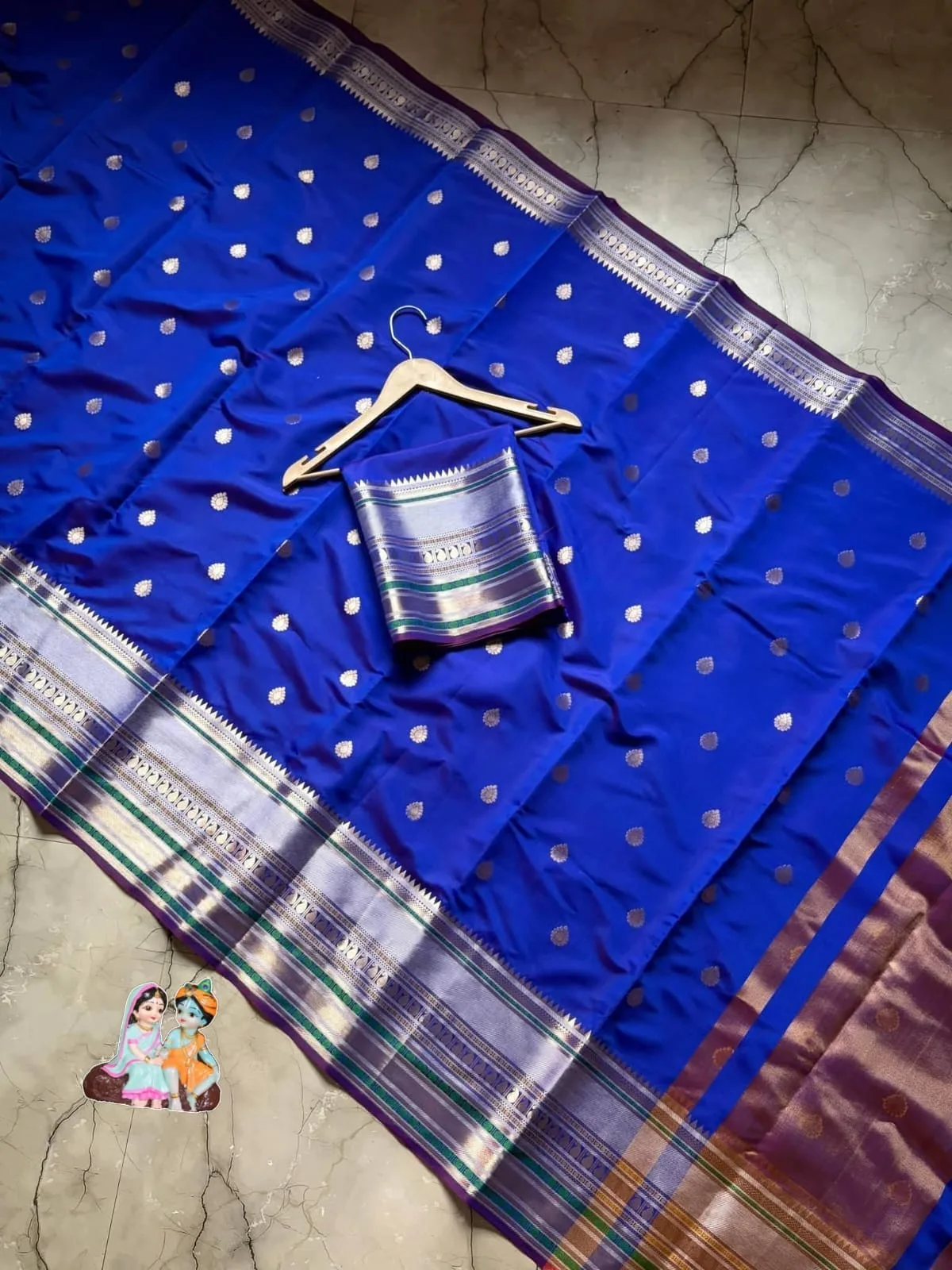Long Border Premium Banarasi Soft Silk Saree - Blue