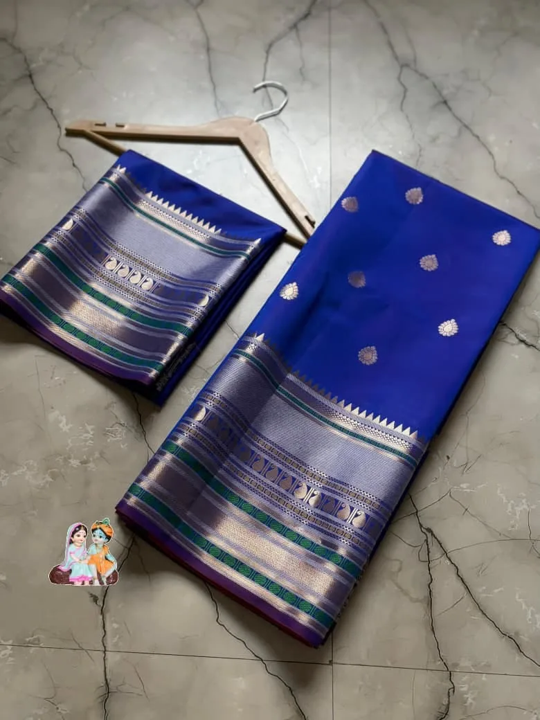 Long Border Premium Banarasi Soft Silk Saree - Blue