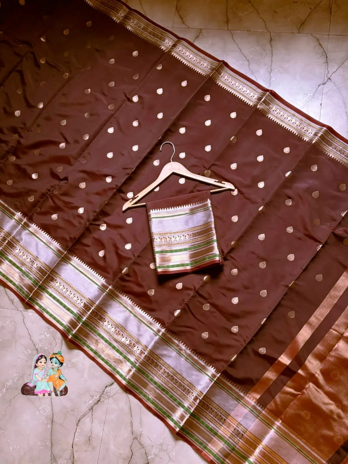 Long Border Premium Banarasi Soft Silk Saree - Brown