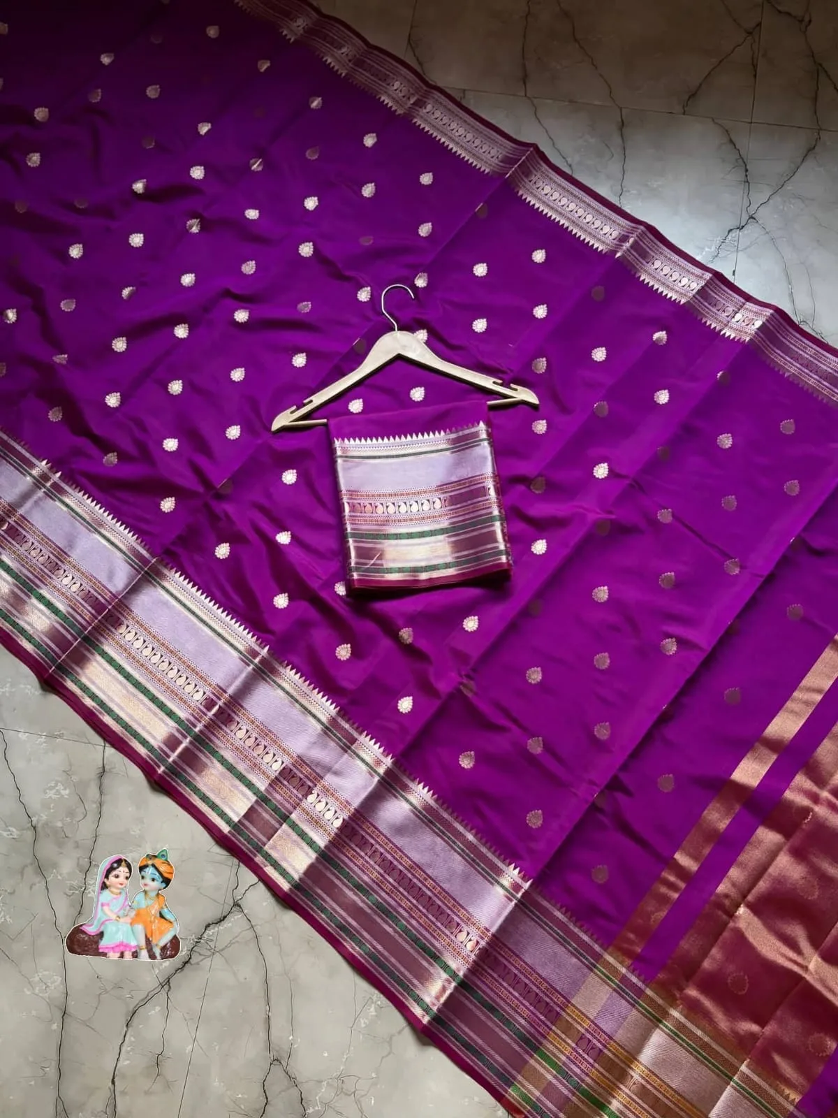 Long Border Premium Banarasi Soft Silk Saree - Magenda