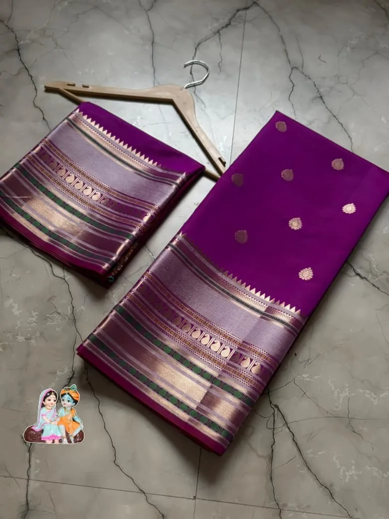 Long Border Premium Banarasi Soft Silk Saree - Magenda