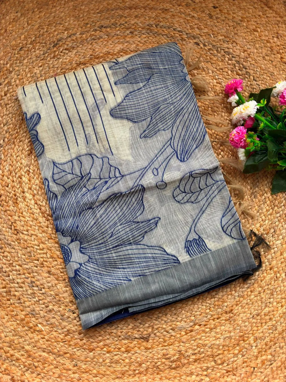 Pure Jamdani Silk Saree - Blue