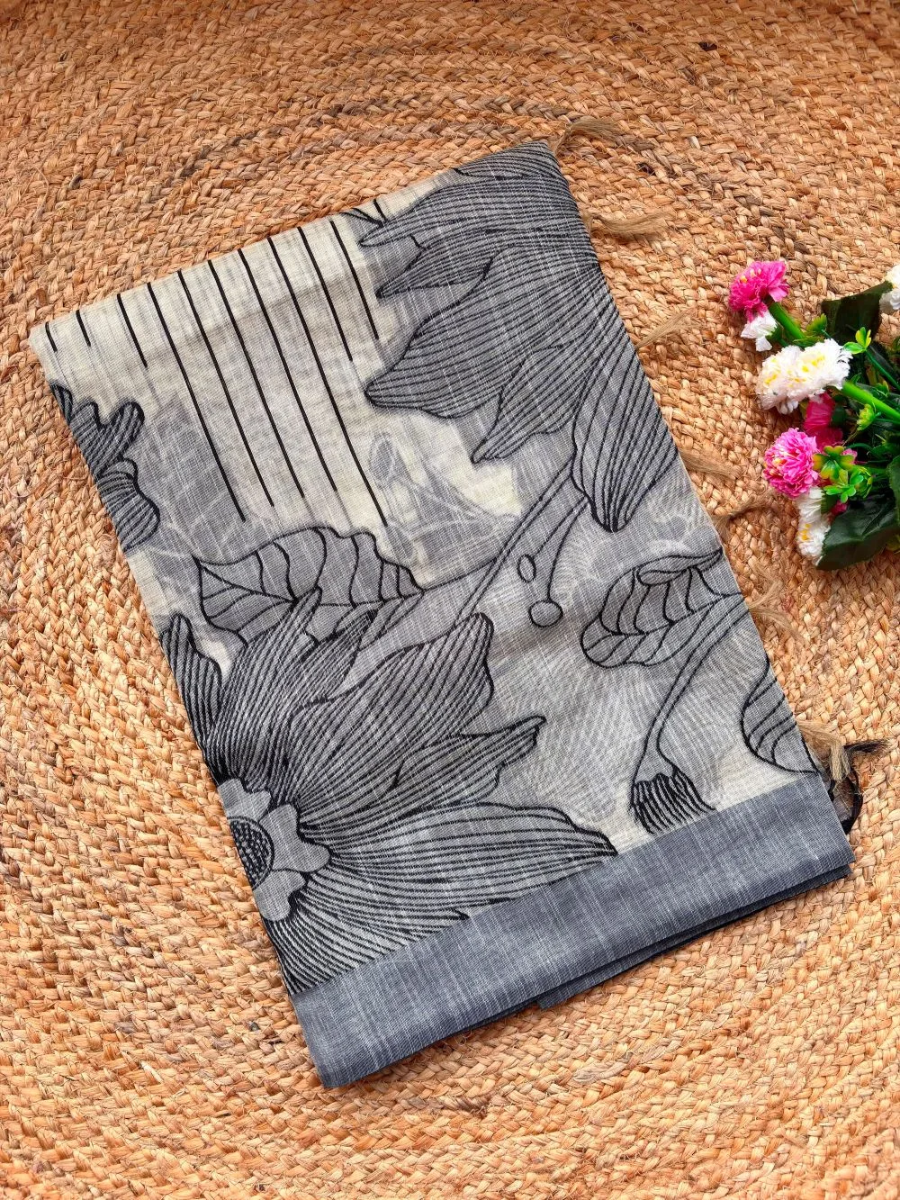 Pure Jamdani Silk Saree - Black