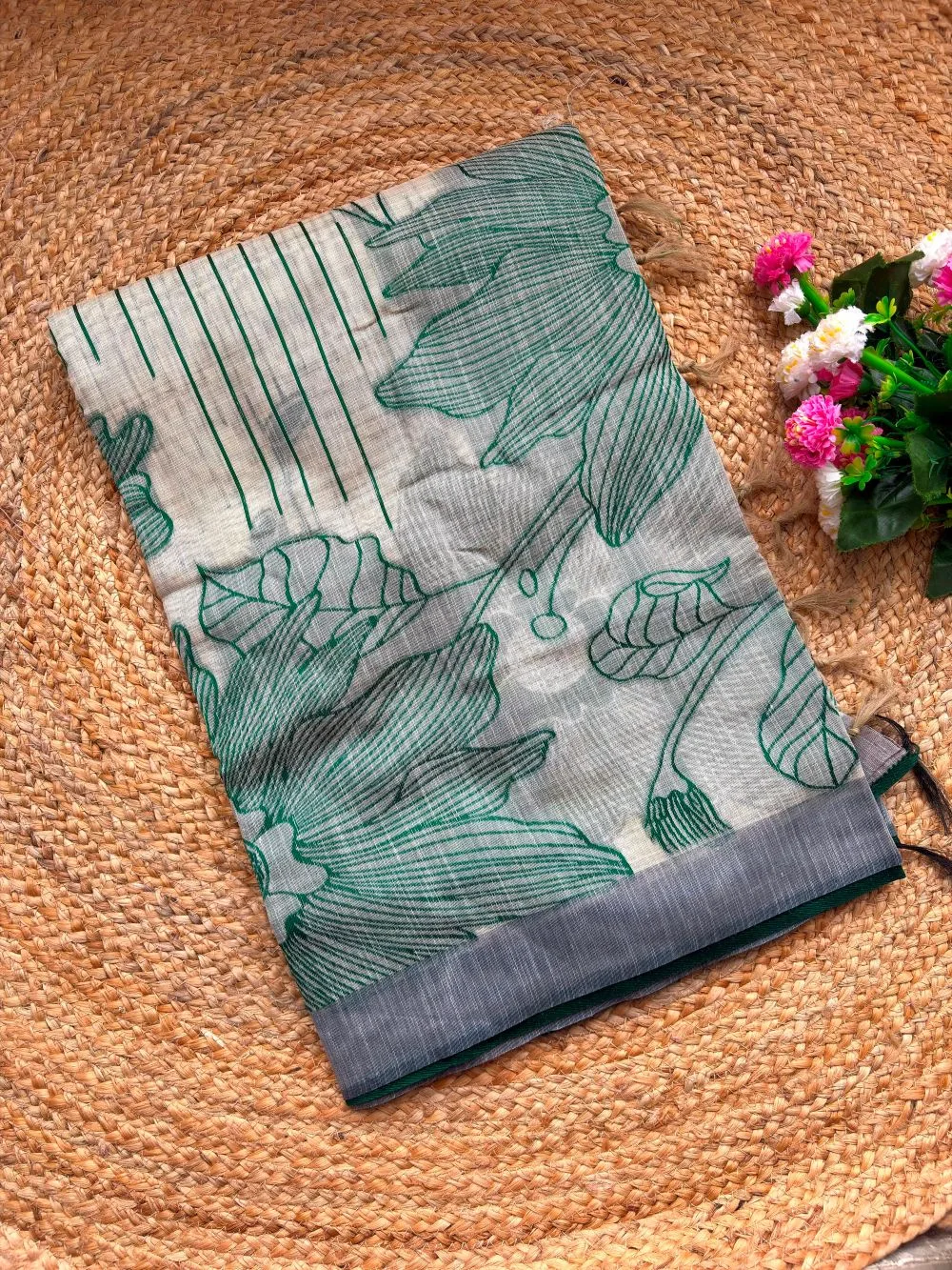 Pure Jamdani Silk Saree - Green
