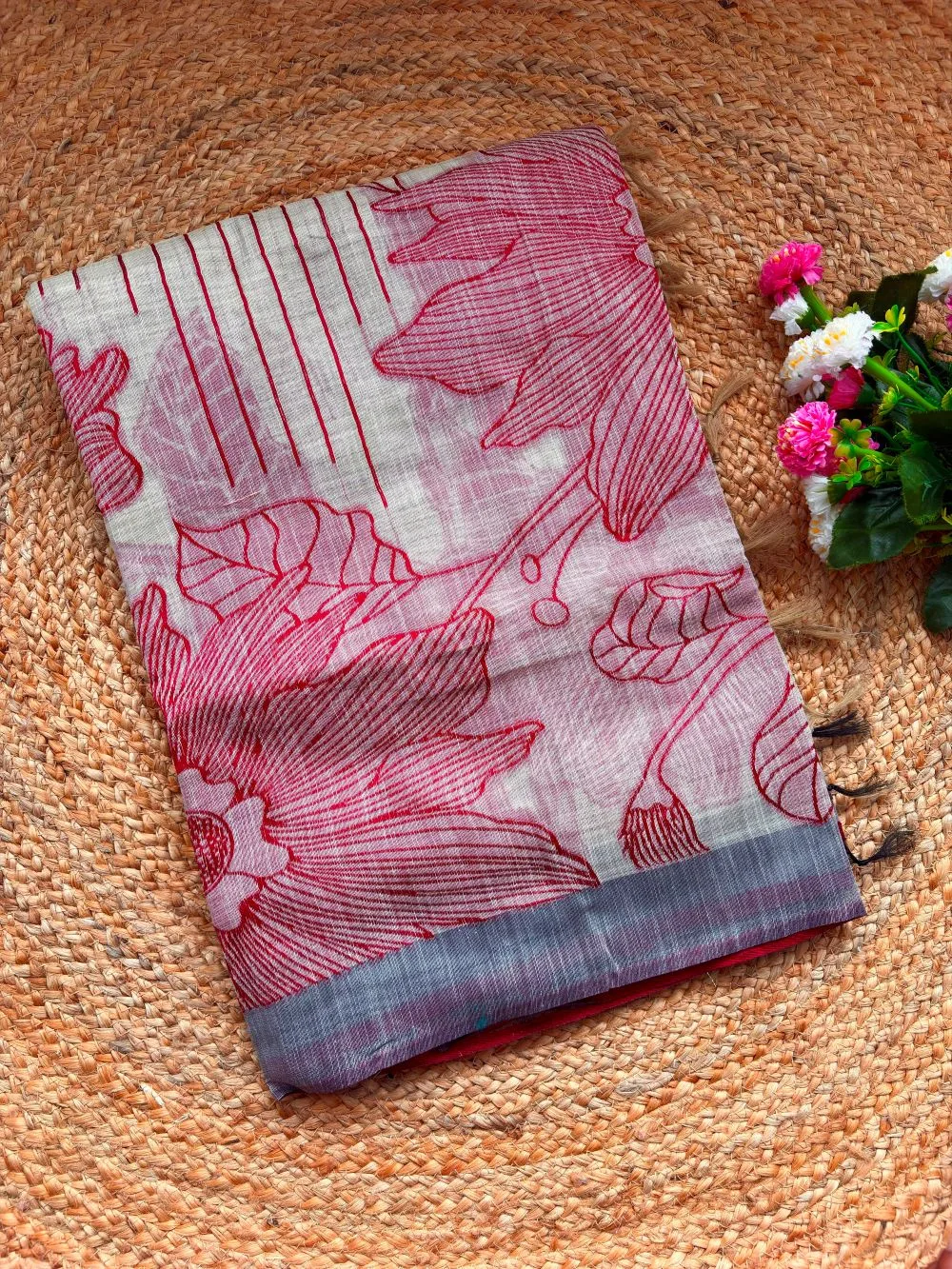 Pure Jamdani Silk Saree - Red