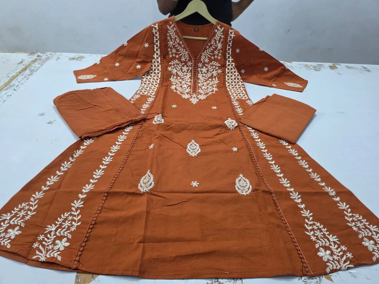Raksha Bandhan Special Cotton Designer Kurta Set - Rust