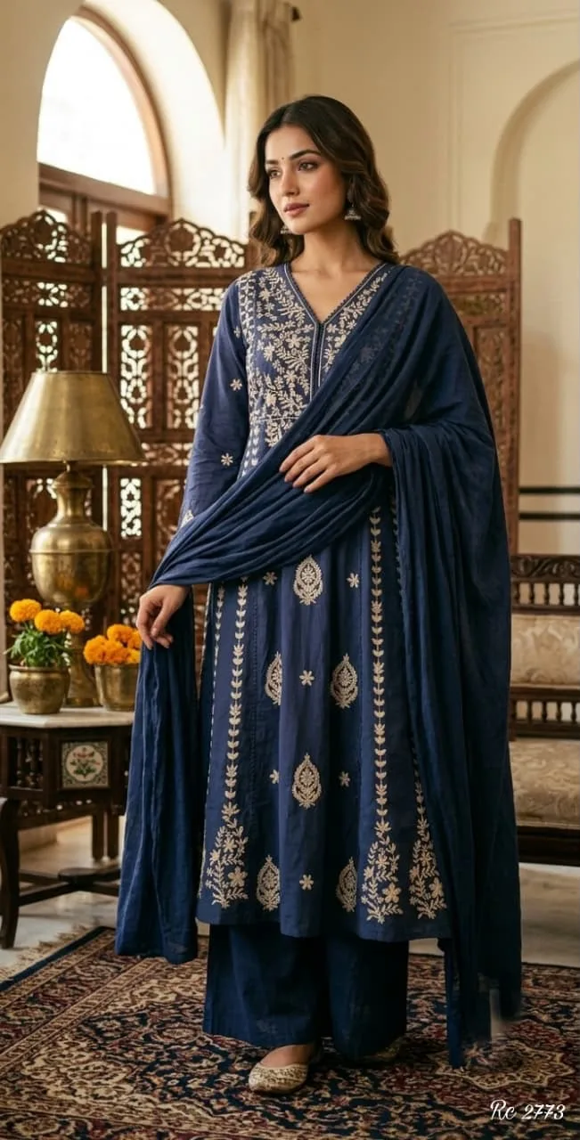 Raksha Bandhan Special Cotton Designer Kurta Set - Blue