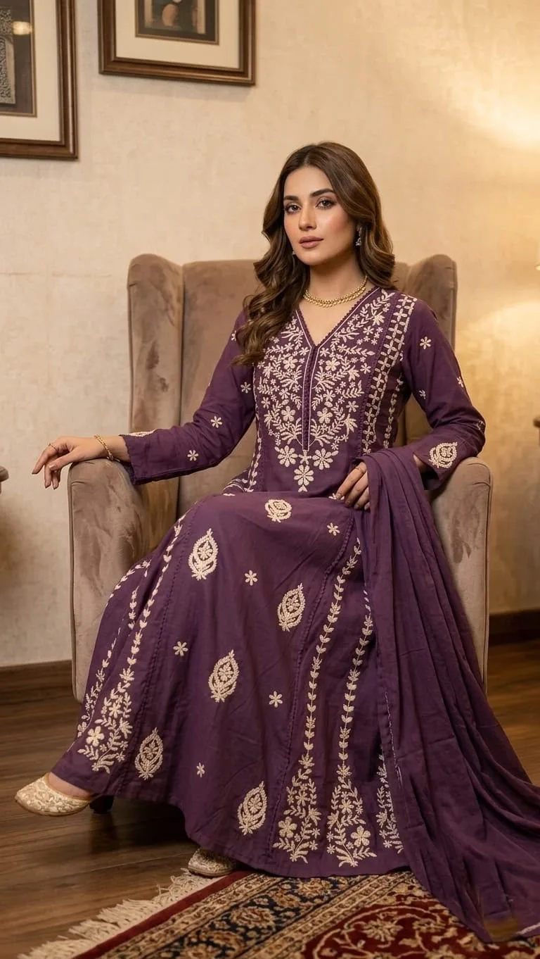 Raksha Bandhan Special Cotton Designer Kurta Set - Purple