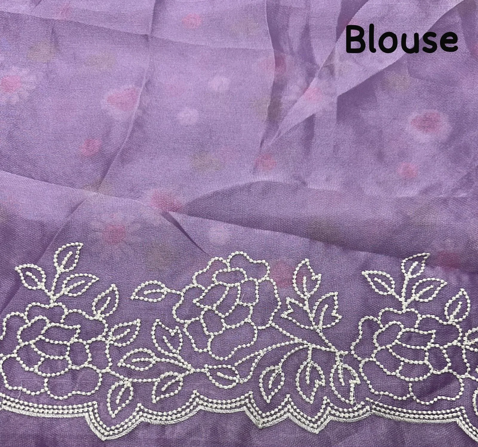 Premium Organza Embroidery Saree - Lavender