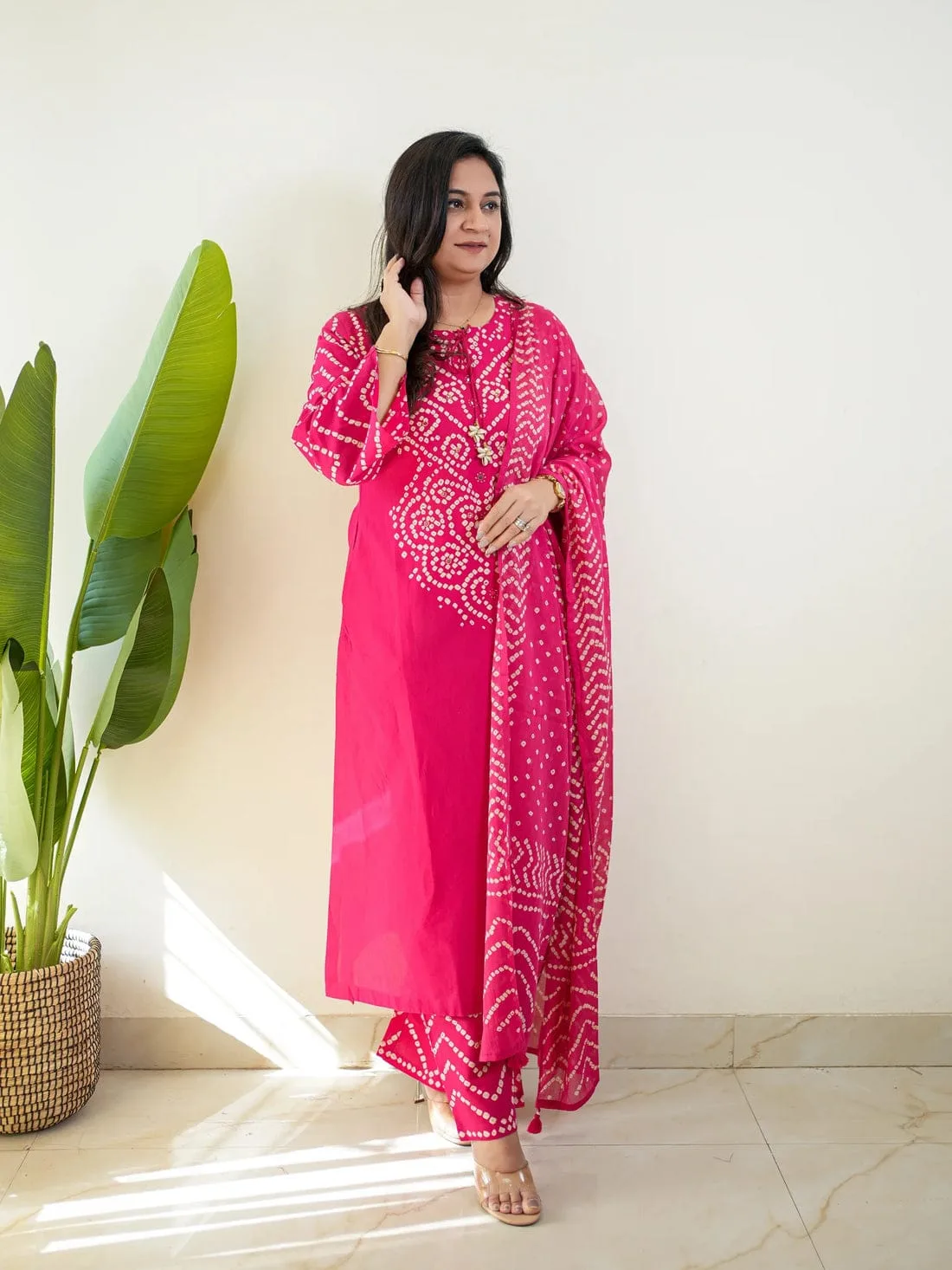 Pure Fine Cotton Bhandej Print 3-Piece Set