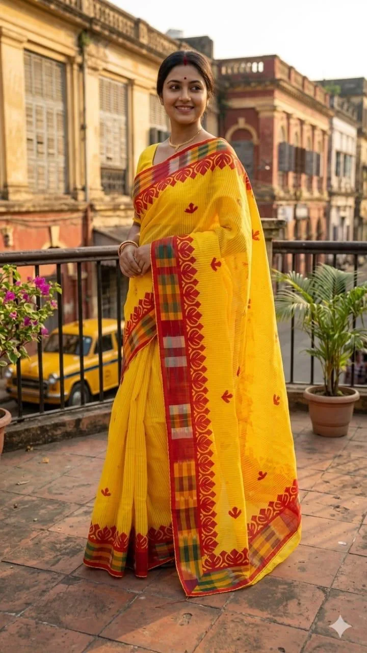Beautiful Resham Kota Saree with All-Over Appliqu Work