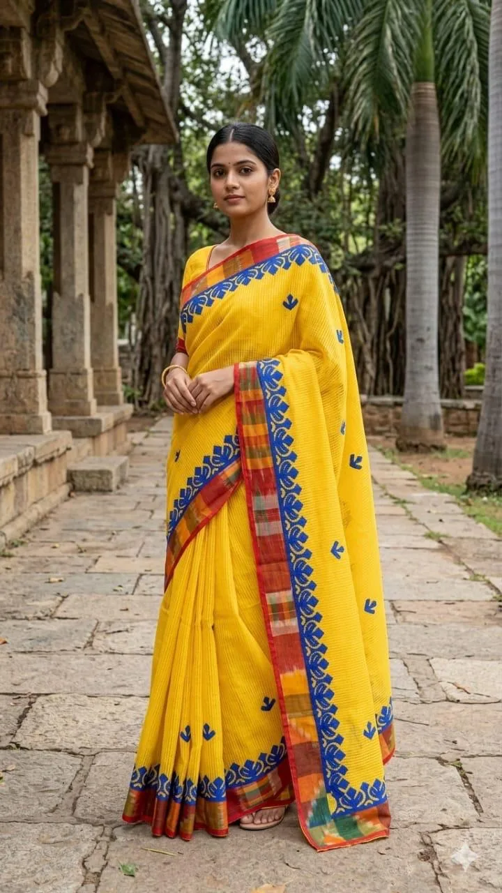 Beautiful Resham Kota Saree with All-Over Appliqu Work - Design6