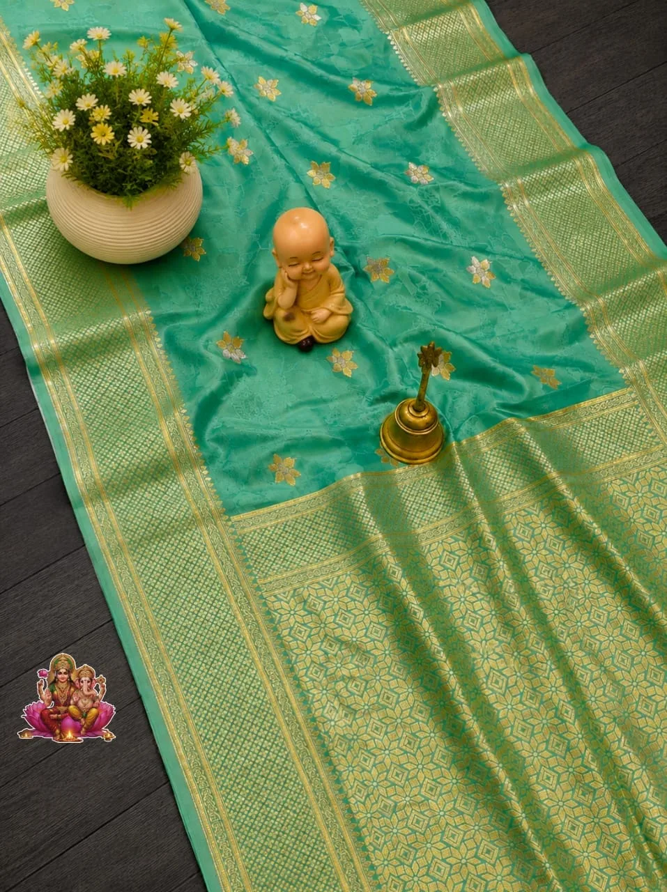 Beautiful Tanchoi Katan Silk Saree - Ocean Green