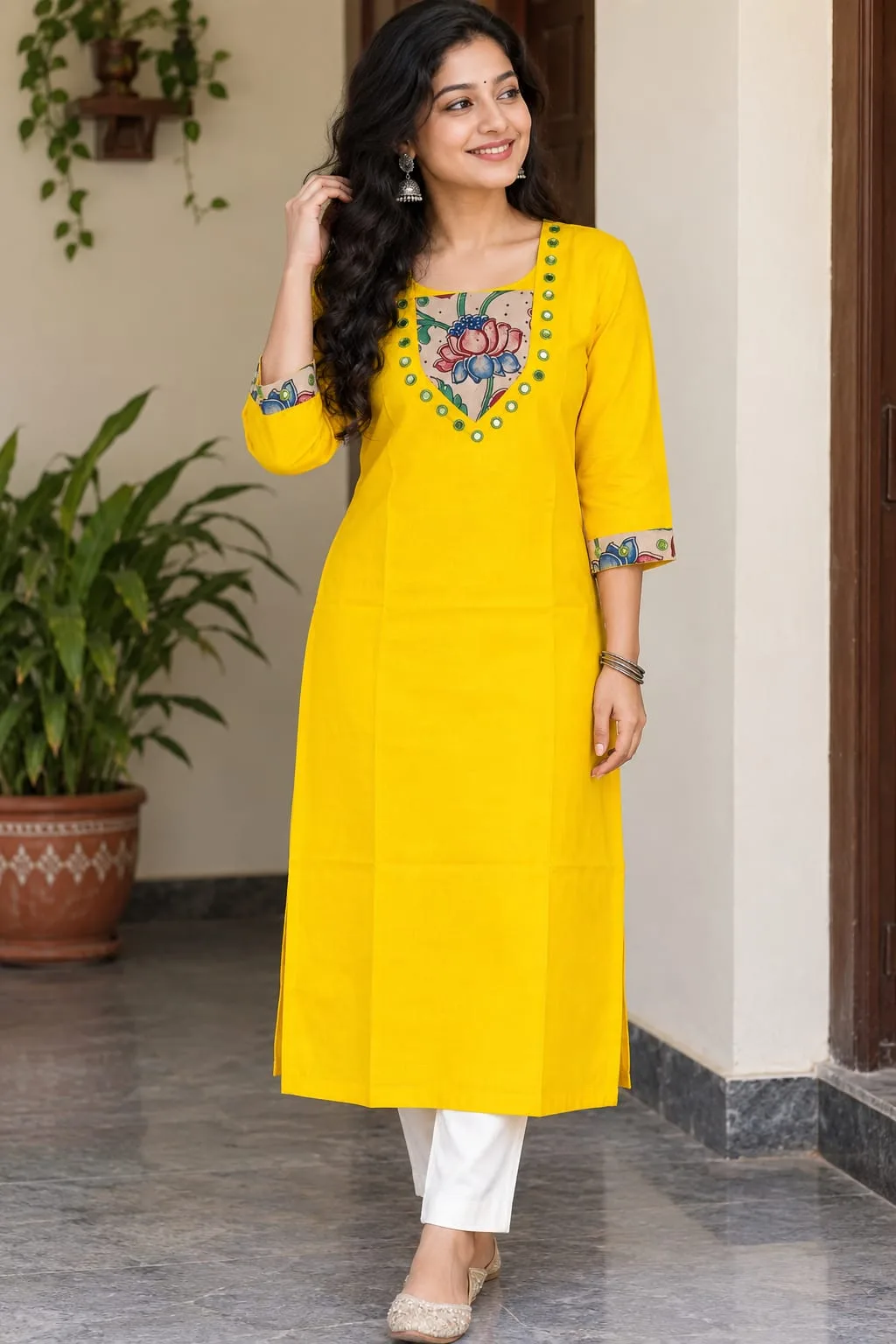 Pen Kalamkari Cotton Kurti – Ethnic Elegance