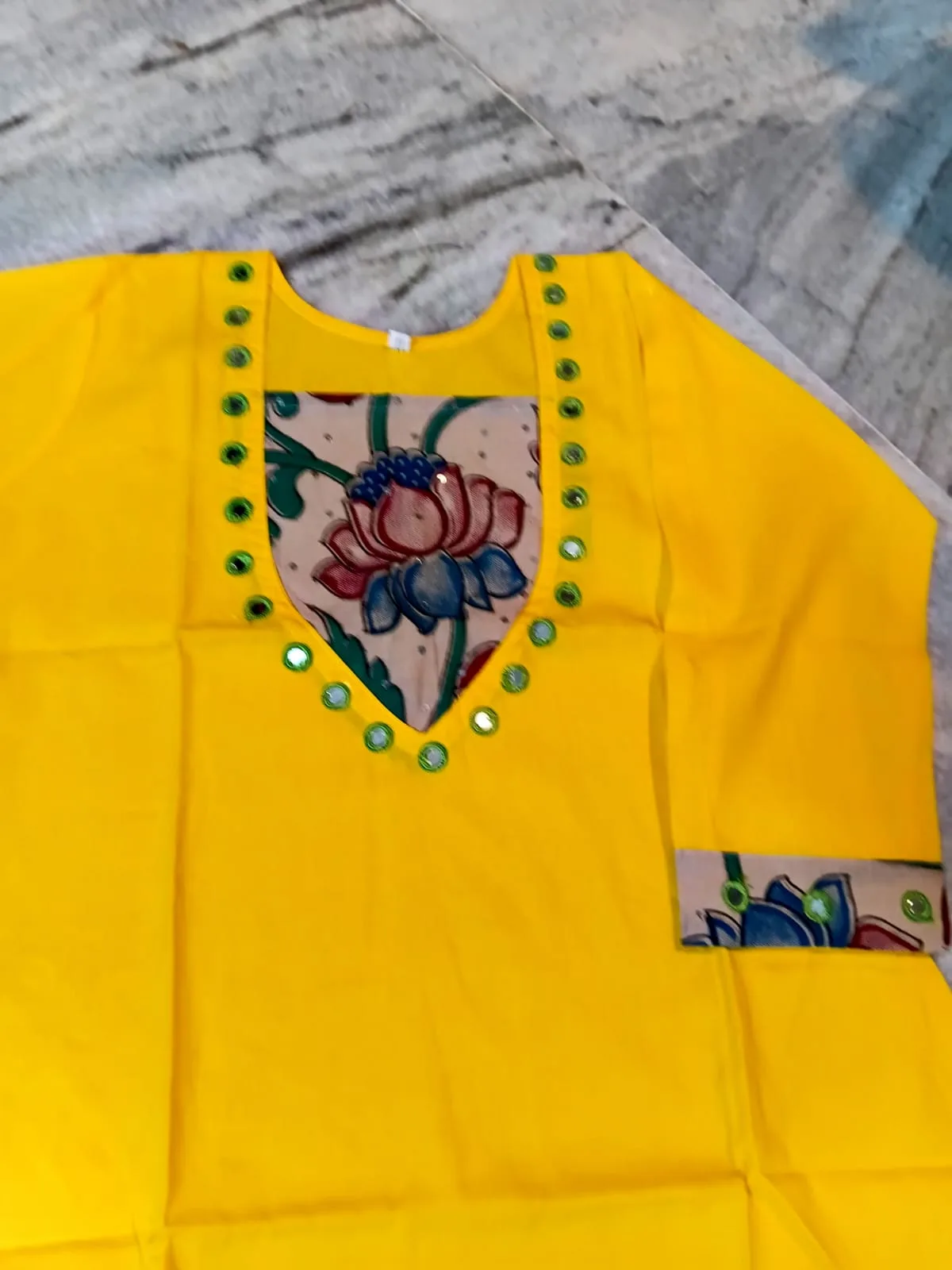 Pen Kalamkari Cotton Kurti – Ethnic Elegance - Yellow