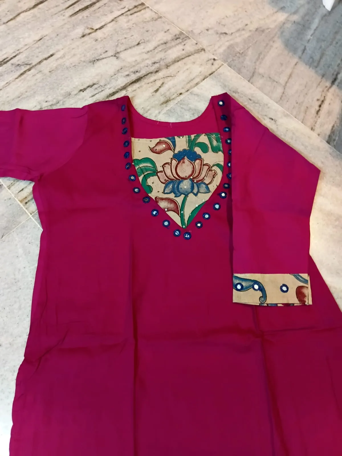 Pen Kalamkari Cotton Kurti – Ethnic Elegance - Rani
