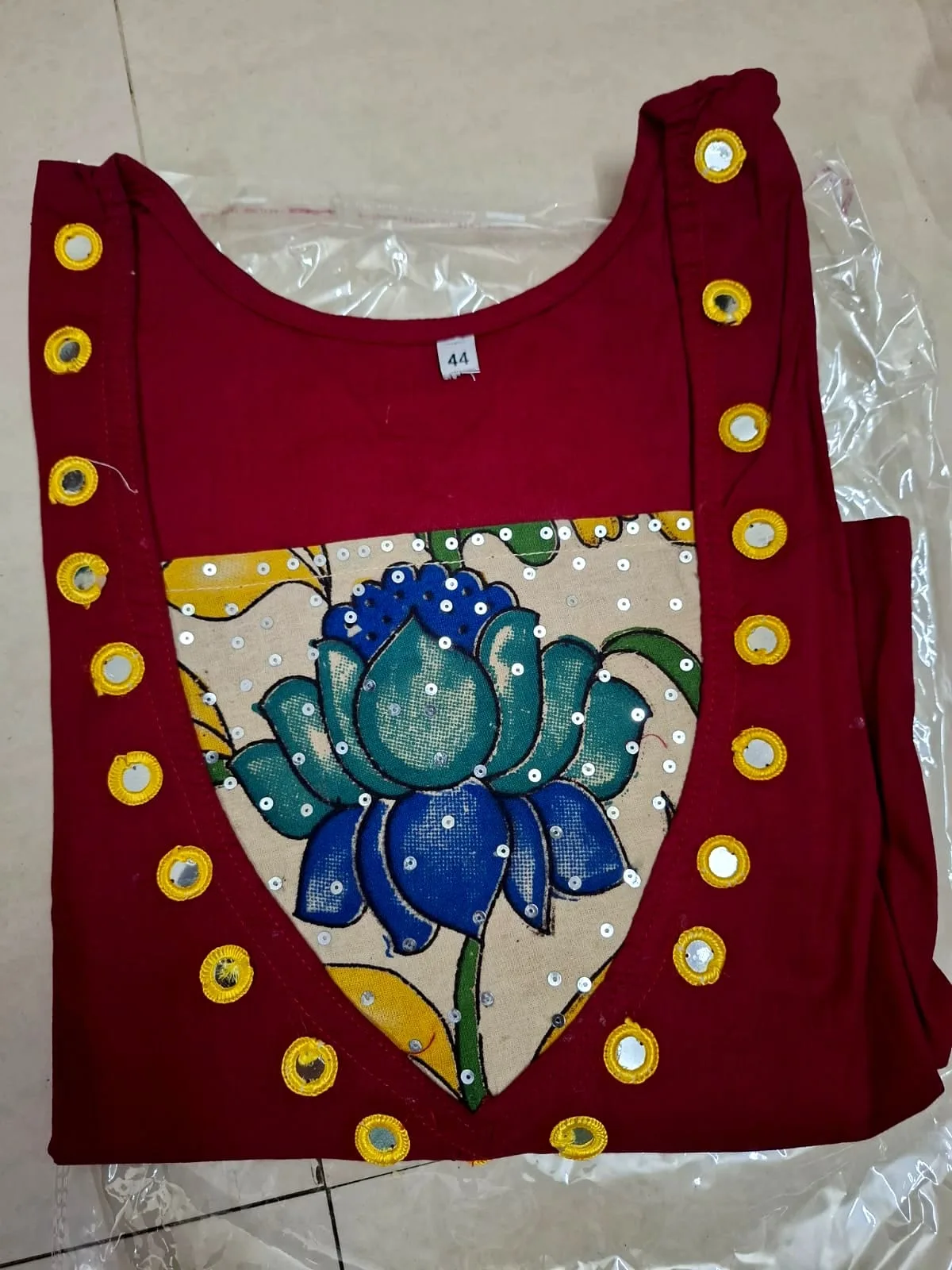 Pen Kalamkari Cotton Kurti – Ethnic Elegance - Maroon