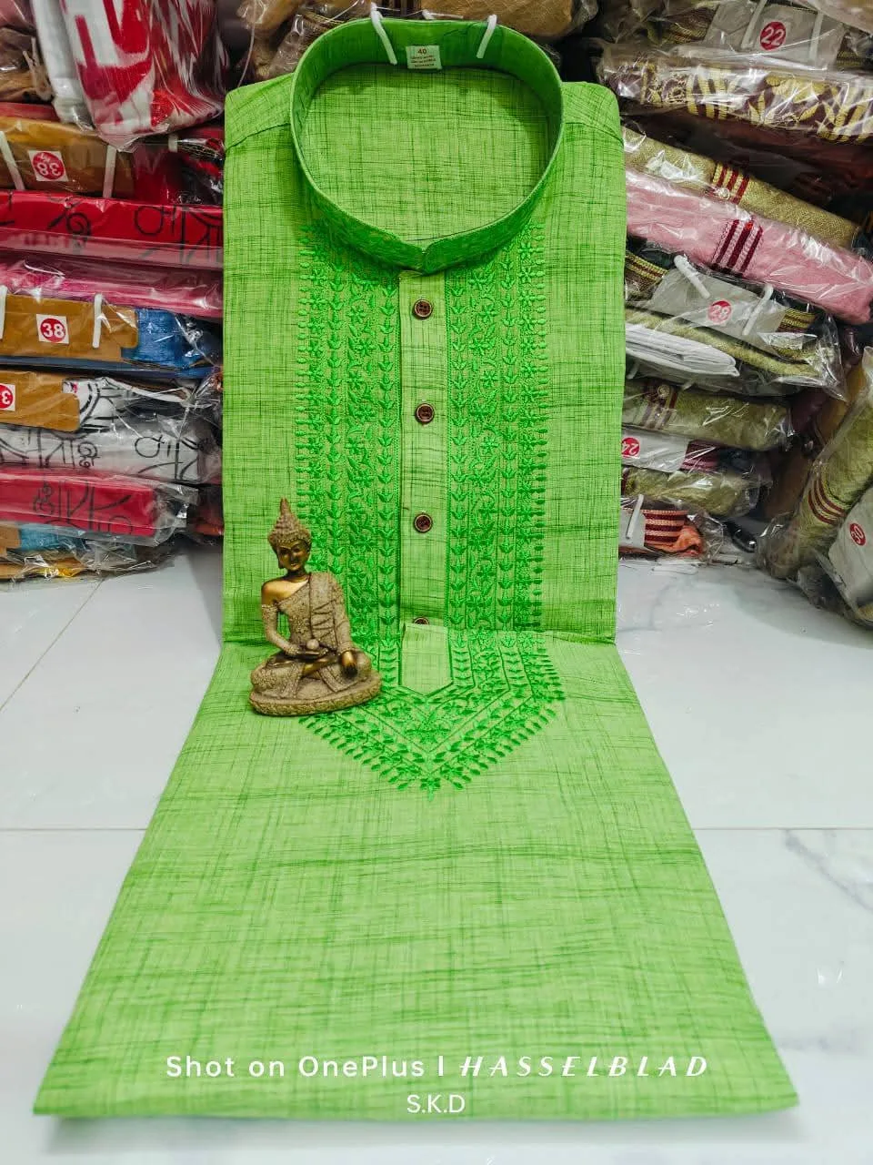 Pure Khadi Cotton Punjabi – Elegant Self-Embroidery Work