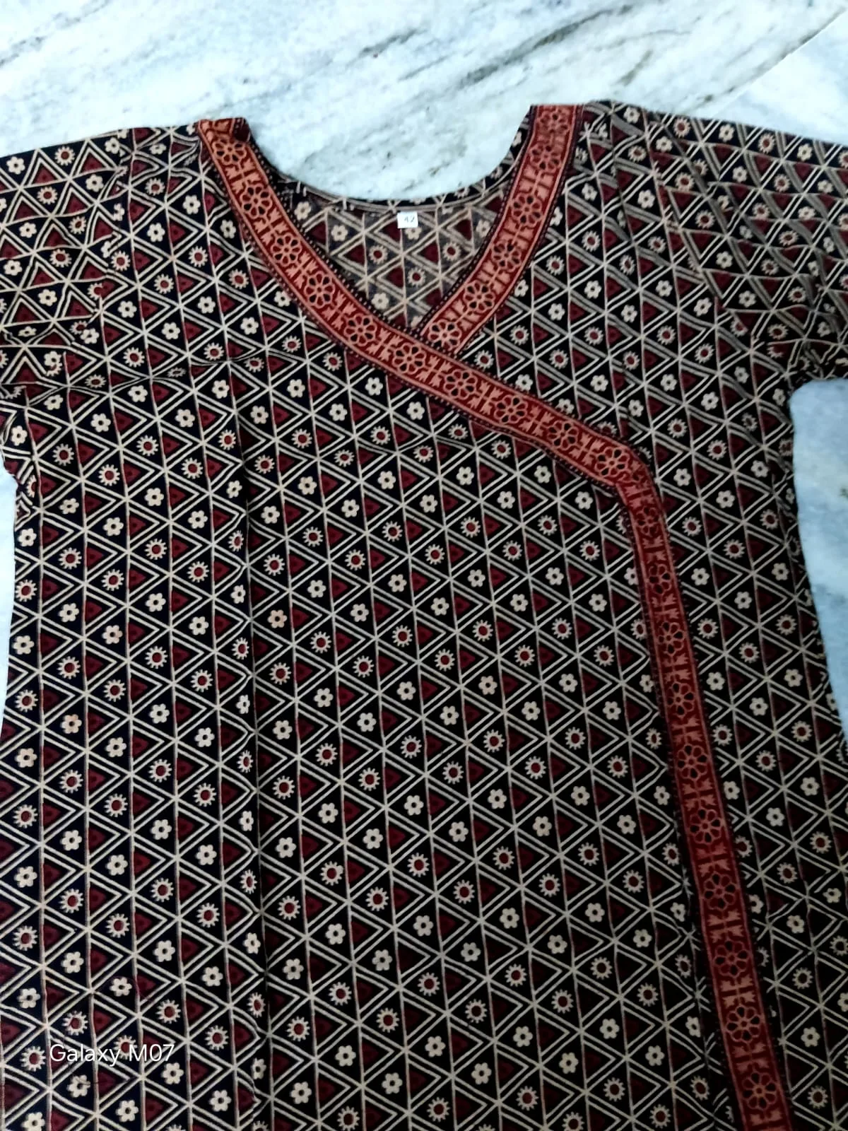 Ajrakh Cotton Kurti – Puja Special Offer - Design1