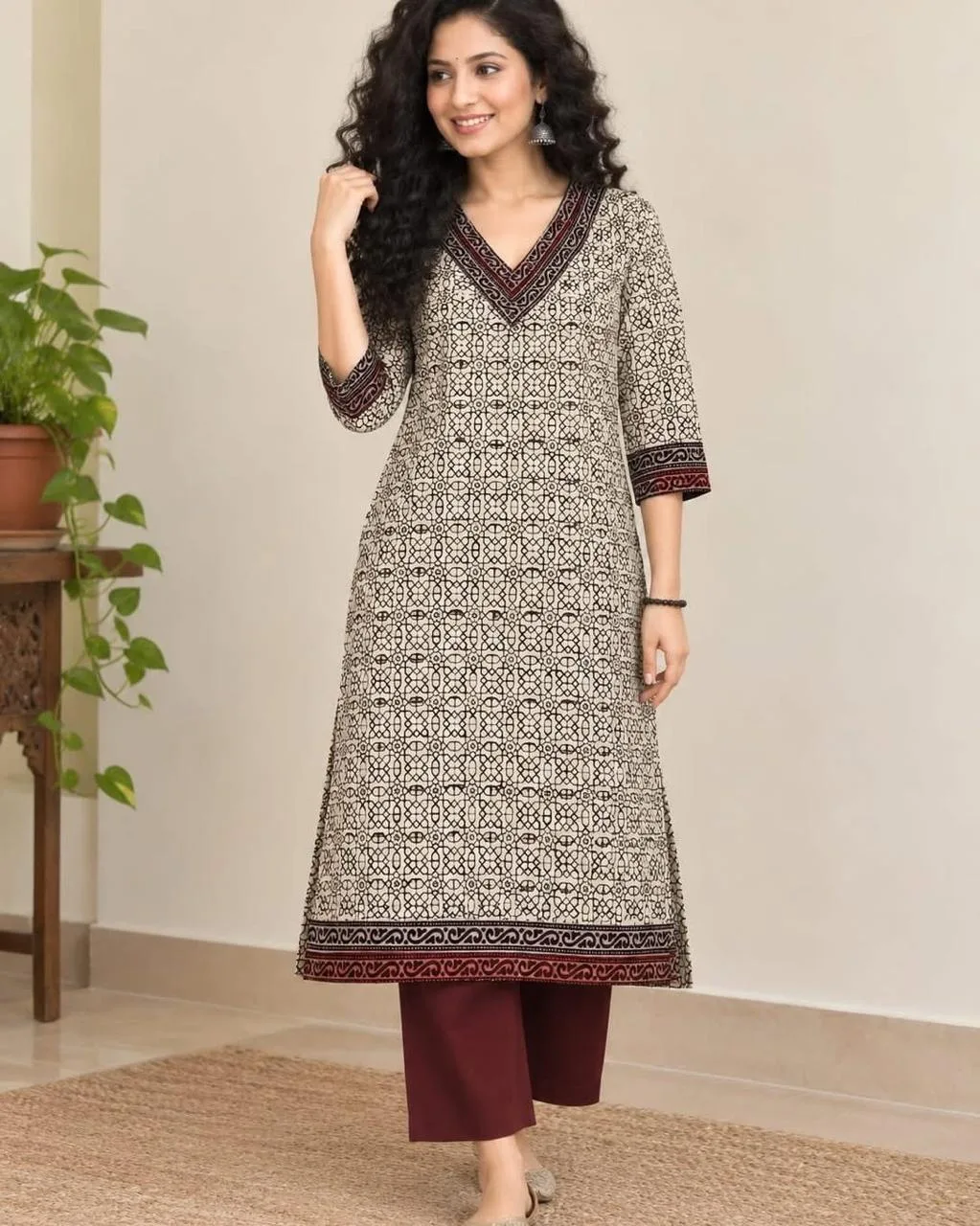 Ajrakh Cotton Kurti – Puja Special Offer - Design2