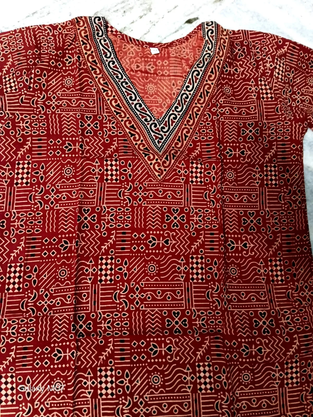 Ajrakh Cotton Kurti – Puja Special Offer - Design5