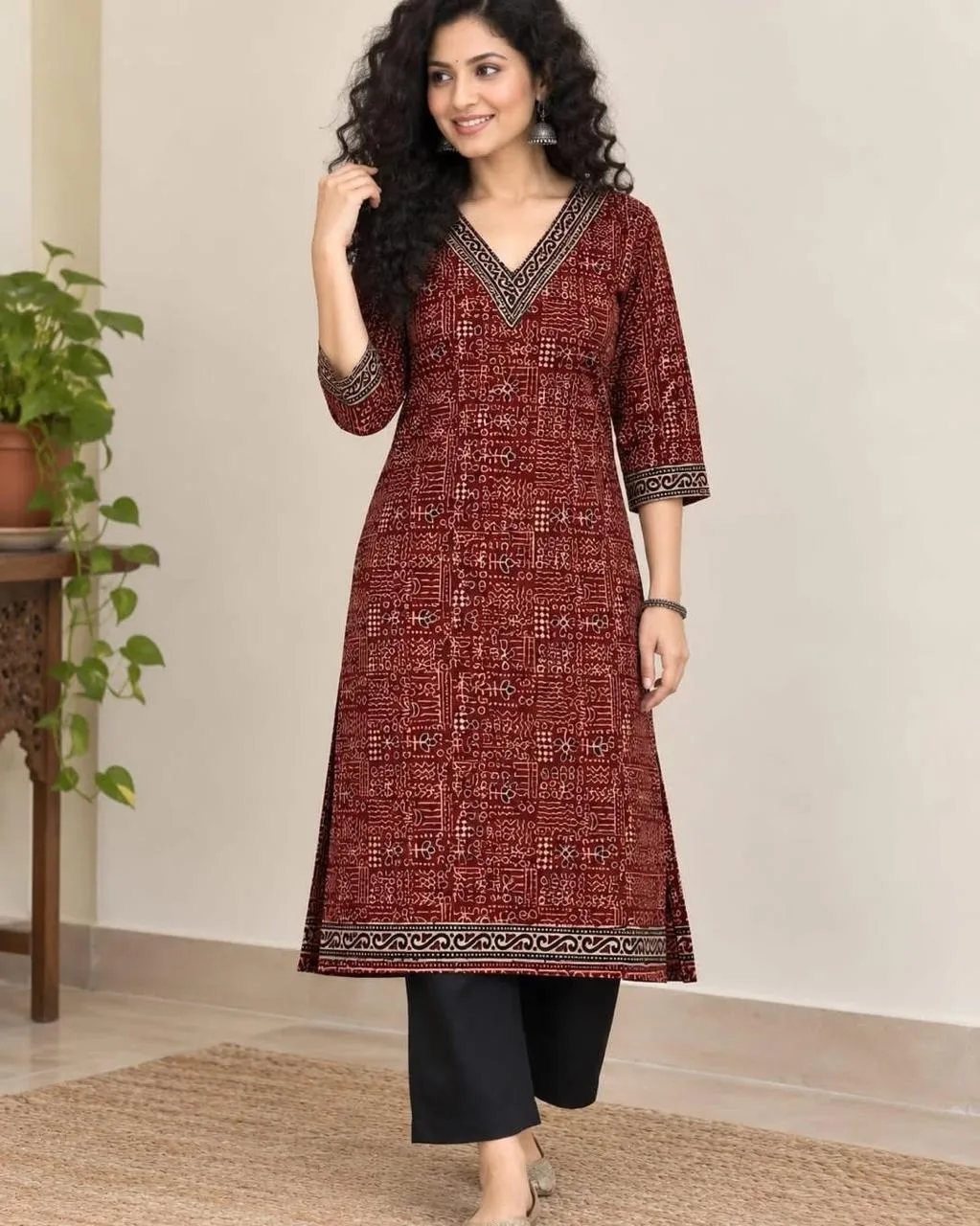 Ajrakh Cotton Kurti – Puja Special Offer - Design5