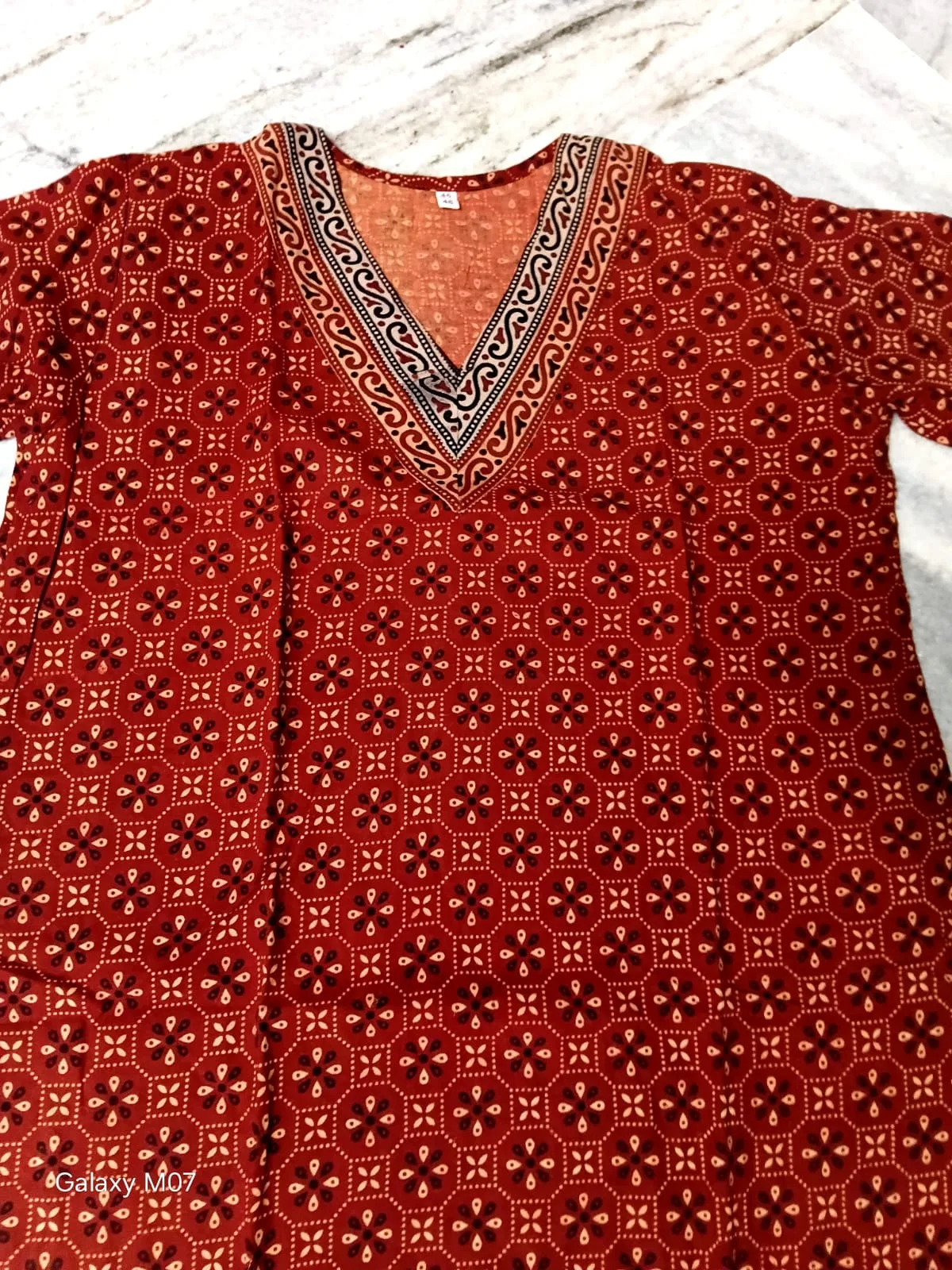 Ajrakh Cotton Kurti – Puja Special Offer - Design6