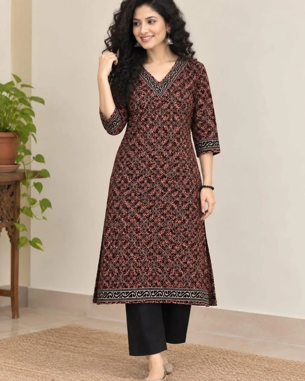 Ajrakh Cotton Kurti – Puja Special Offer - Design3