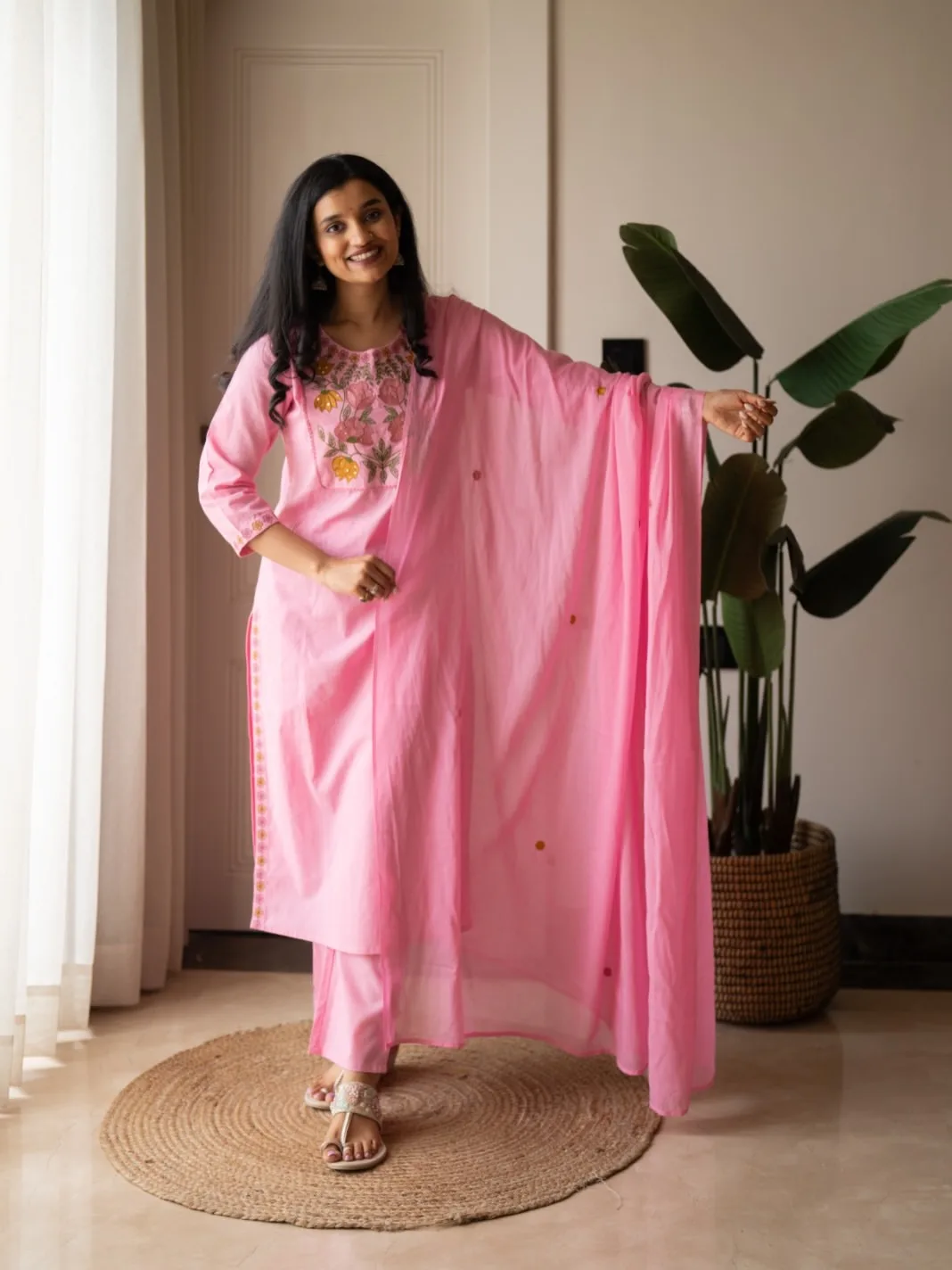 Beautiful Cotton Embroidery 3-Piece Suit Set – Rajlaxmi International