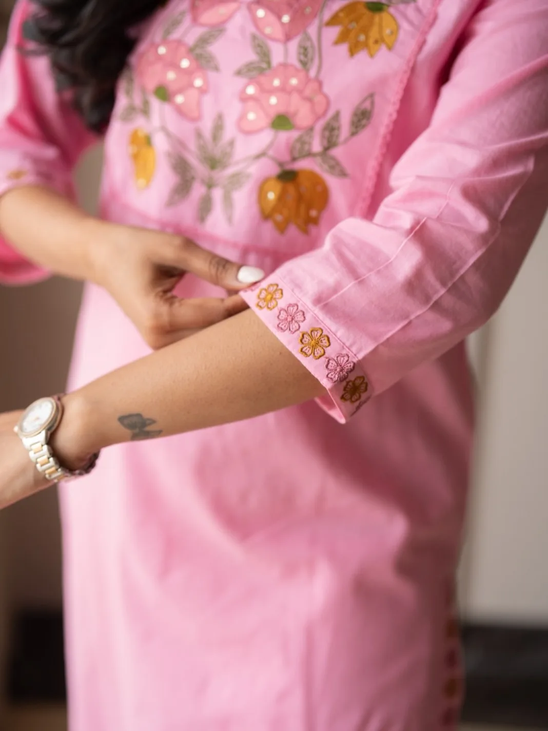 Beautiful Cotton Embroidery 3-Piece Suit Set – Rajlaxmi International - Pink