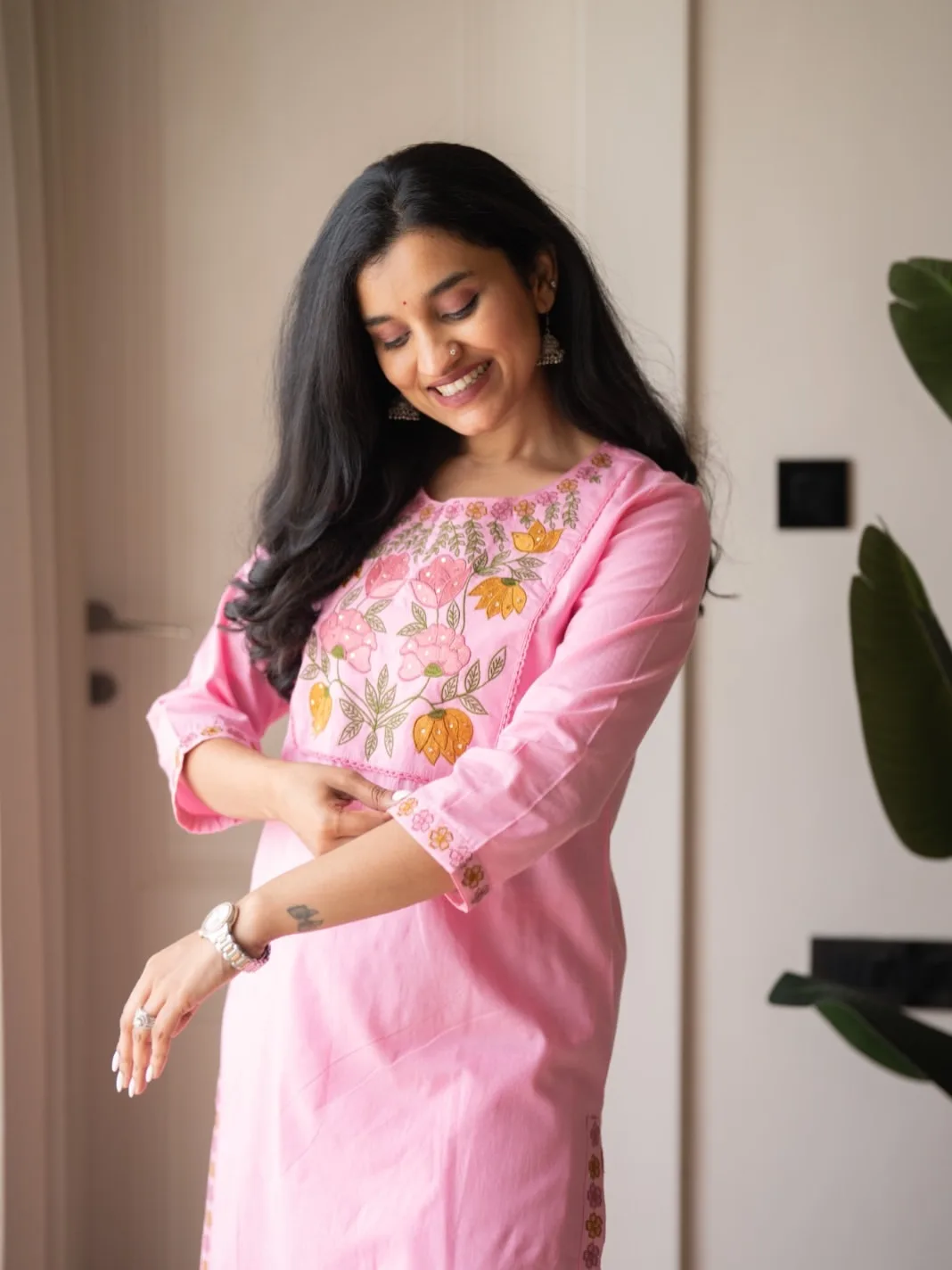 Beautiful Cotton Embroidery 3-Piece Suit Set – Rajlaxmi International - Pink