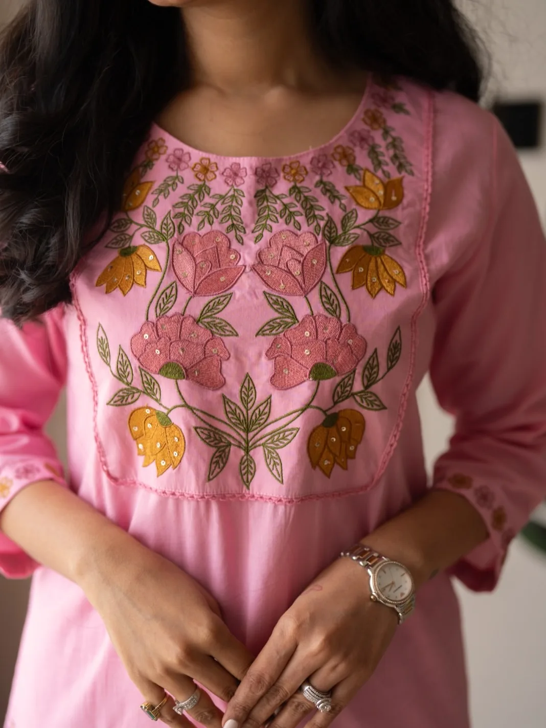 Beautiful Cotton Embroidery 3-Piece Suit Set – Rajlaxmi International - Pink