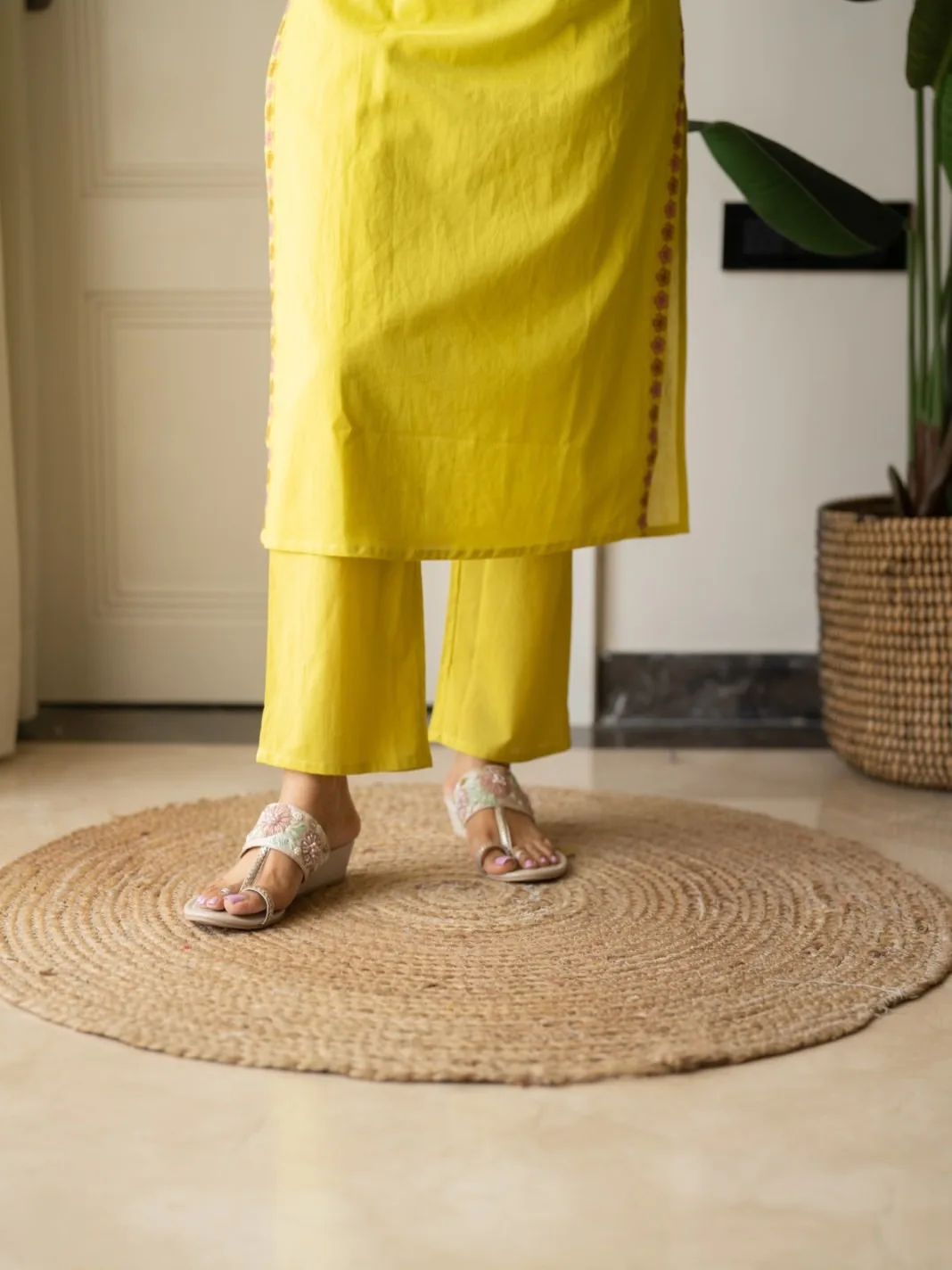Beautiful Cotton Embroidery 3-Piece Suit Set – Rajlaxmi International - Yellow