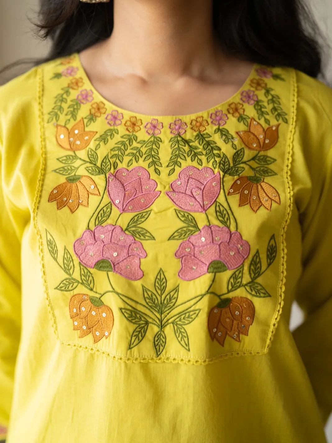 Beautiful Cotton Embroidery 3-Piece Suit Set – Rajlaxmi International - Yellow
