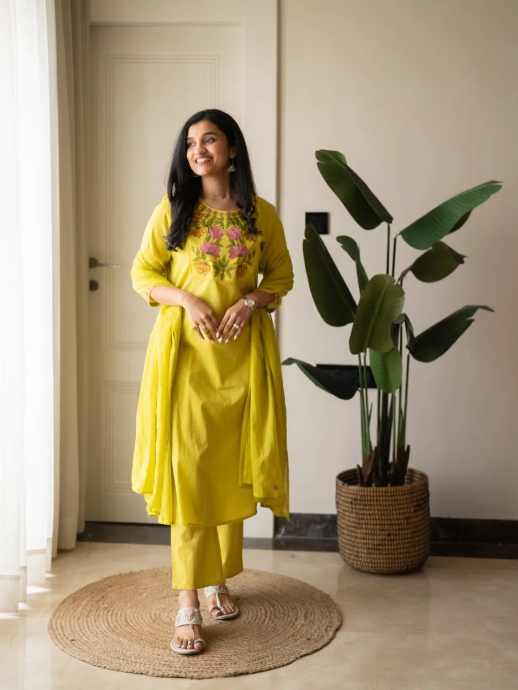 Beautiful Cotton Embroidery 3-Piece Suit Set – Rajlaxmi International - Yellow