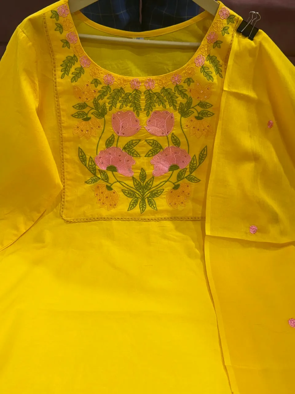 Beautiful Cotton Embroidery 3-Piece Suit Set – Rajlaxmi International - Yellow